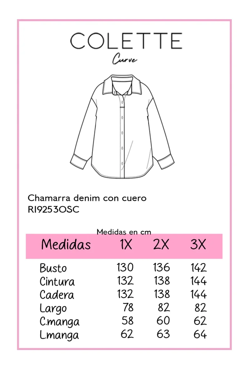 Chamarra Curvy Denim con Cuero Edge Premium Statement - Imagen 3