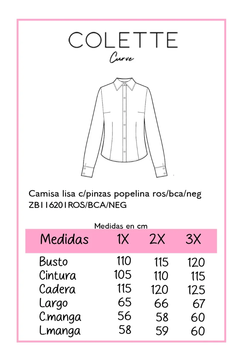 Camisa Curvy Lisa con Pinzas Popelina Elegante - Imagen 3