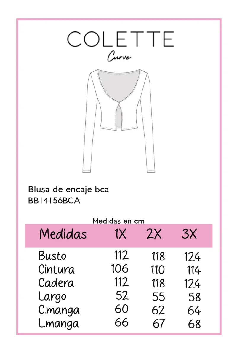 Blusa Curvy Encaje Blanca Femenina Delicada Romántica Elegante - Imagen 3