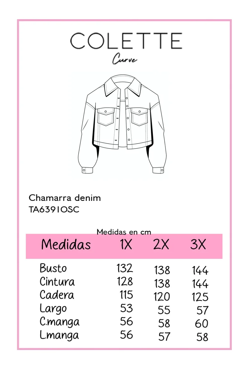 Chamarra Curvy Denim Oscura Clásica Atemporal Versátil - Imagen 3