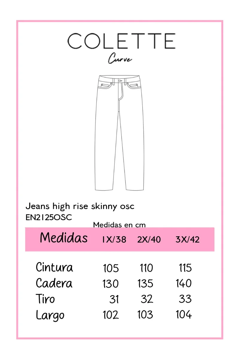 Jeans Curvy High Rise Skinny Liso Oscuro Realza Figura - Imagen 3