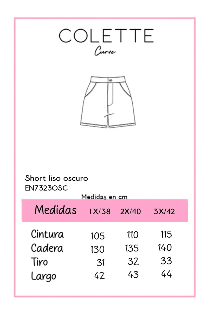 Short Curvy Mezclilla Liso Cintura Alta Azul Medio - Imagen 3