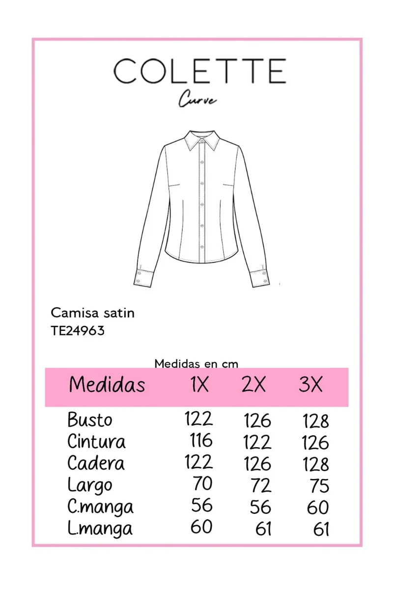 Camisa Curvy Satín Stretch Looks Oficina Casual Femenina - Imagen 3