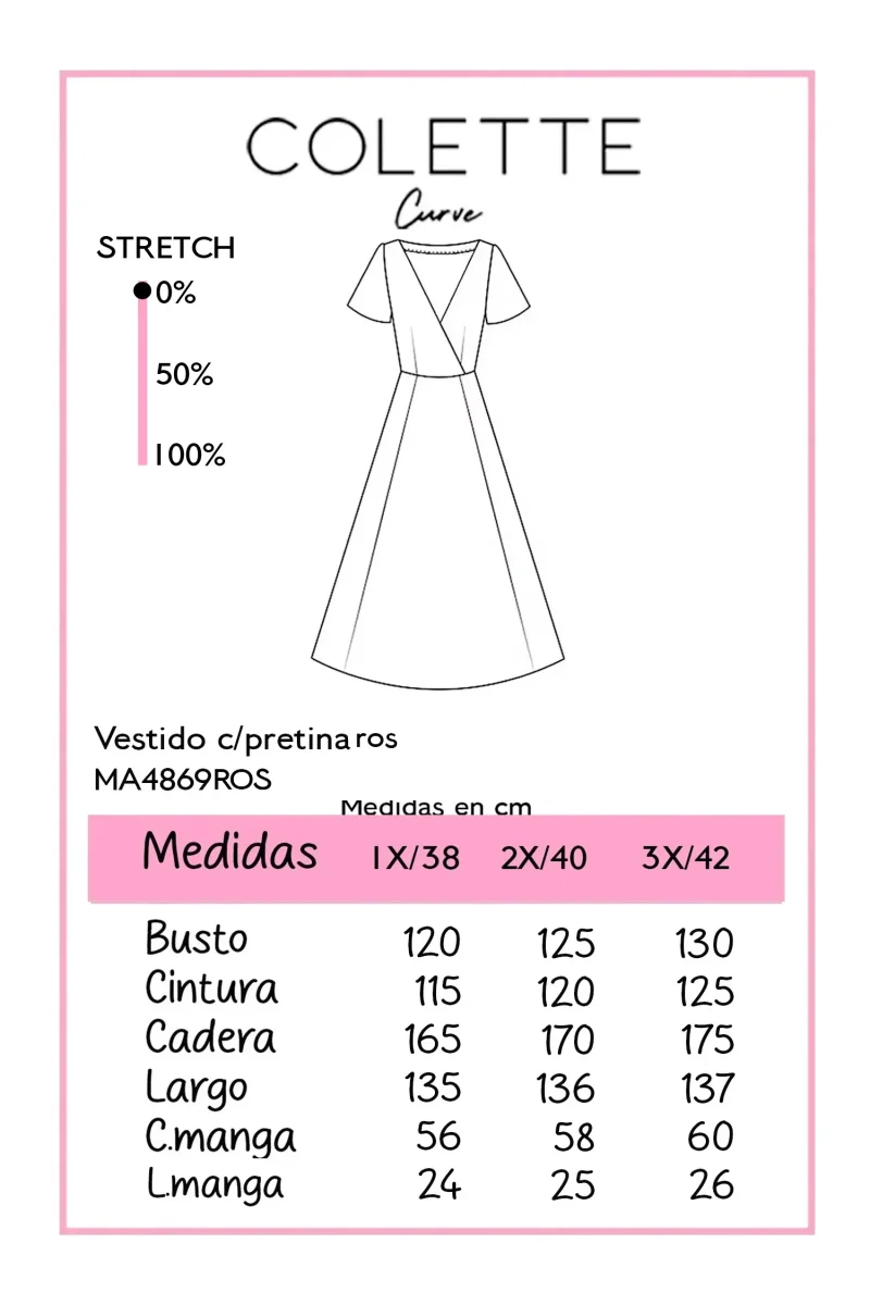 Vestido Curvy Midi Wrap Pretina Flutter Sleeves Rosa - Imagen 3