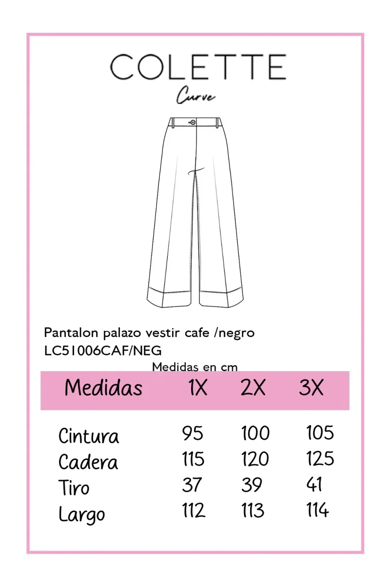 Pantalón Palazo Curvy Vestir Café Corte Fluido - Imagen 3