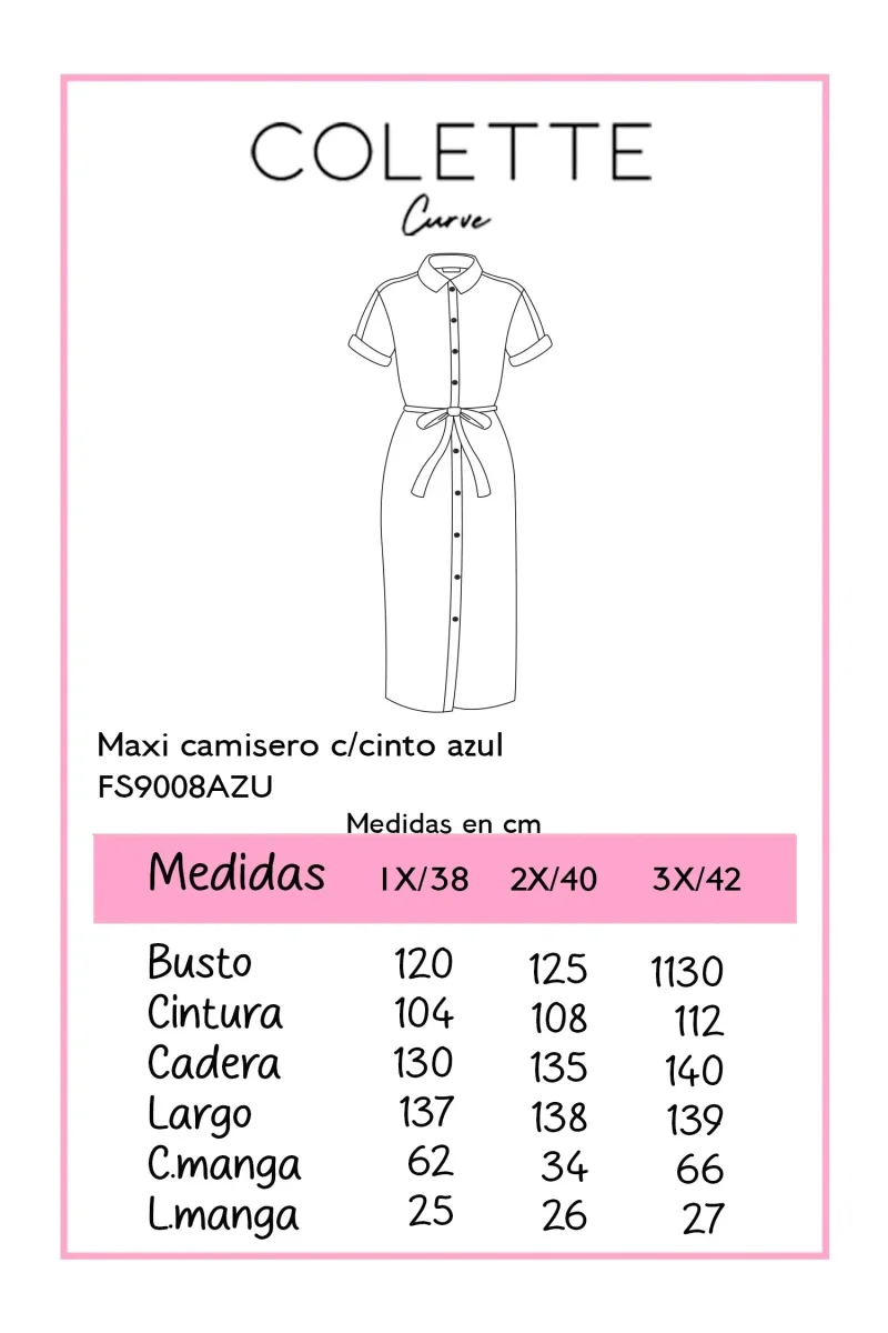 Vestido Midi Curvy Azul Denim Pespuntes Blancos con Cinturón - Imagen 3