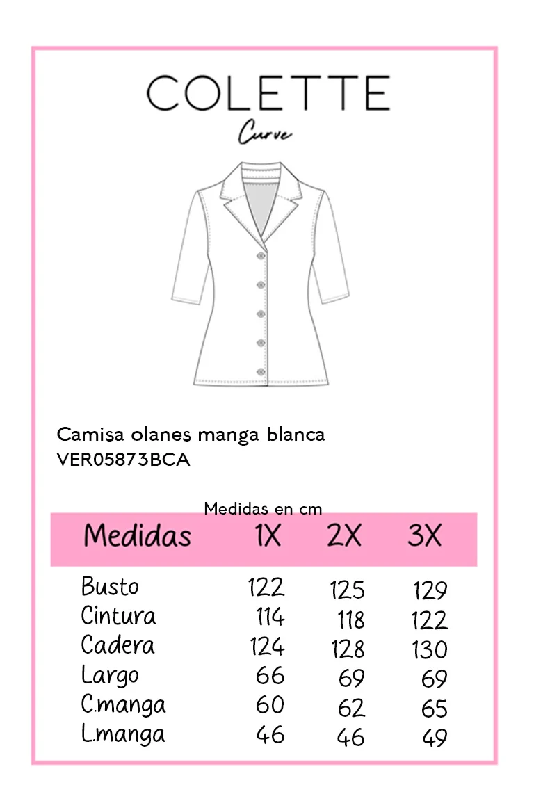 Camisa Curvy Olanes Manga Femenina Elegante - Imagen 3