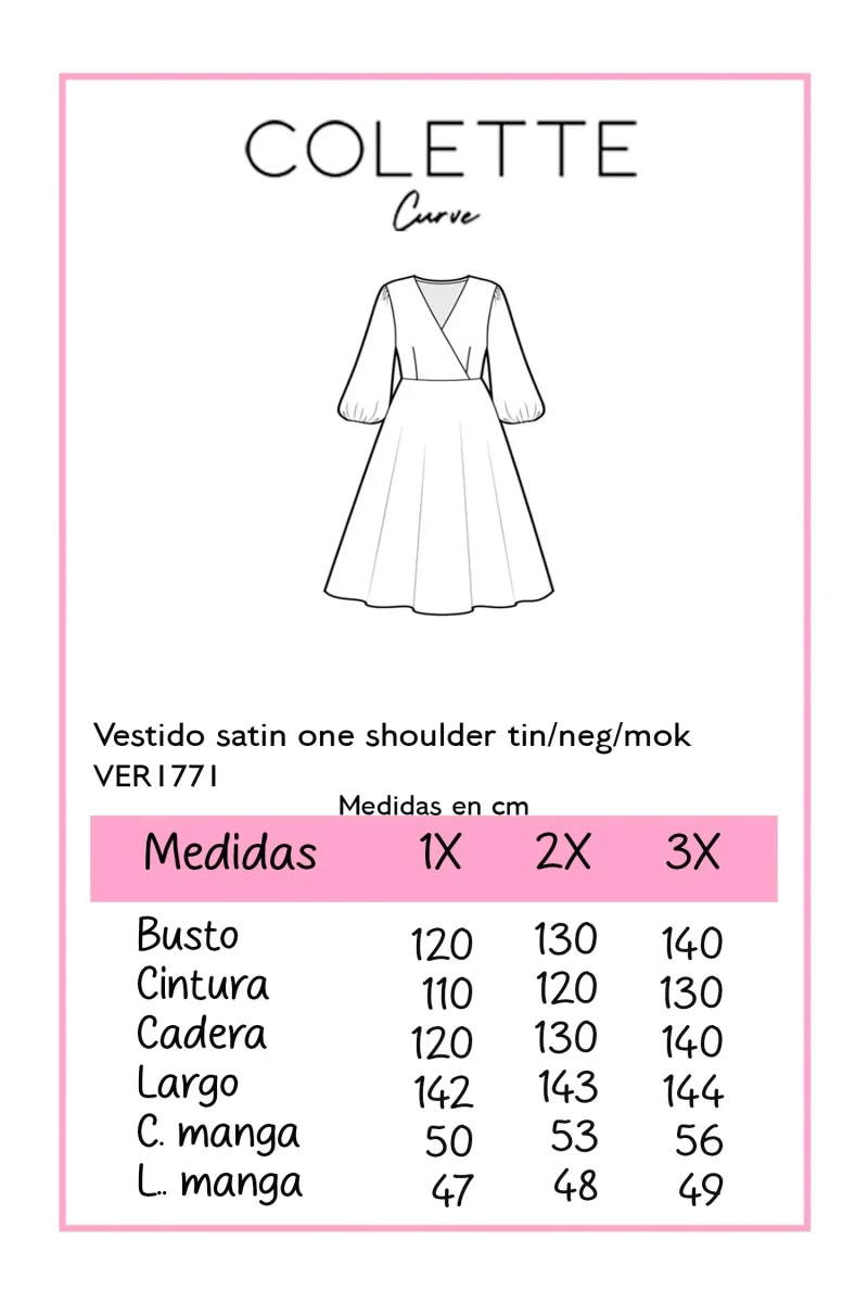 Vestido Curvy Satín One Shoulder Tinto Statement Eventos Noche - Imagen 3