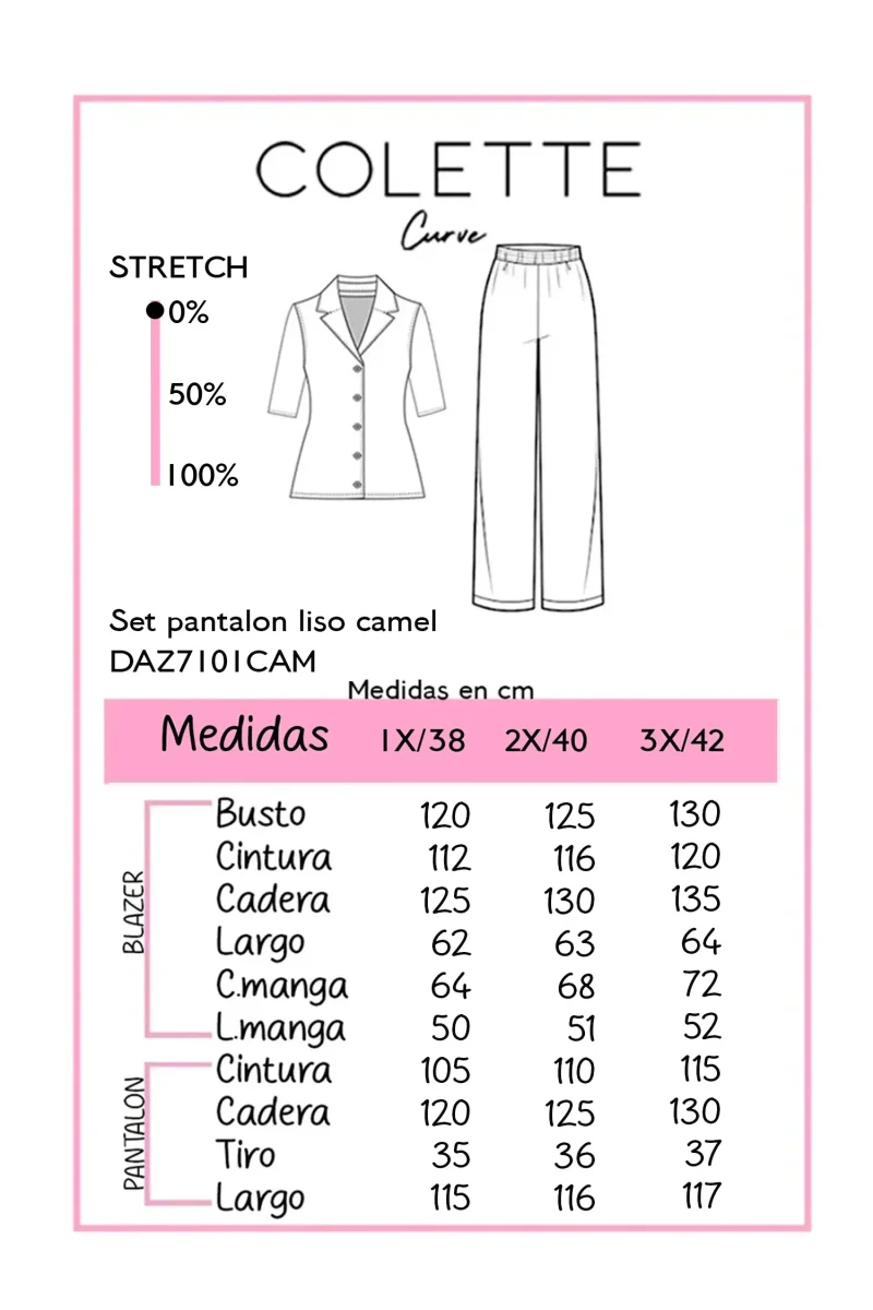 Set Curvy Blazer y Pantalón Palazzo Lino Lazo Espalda Camel - Imagen 3