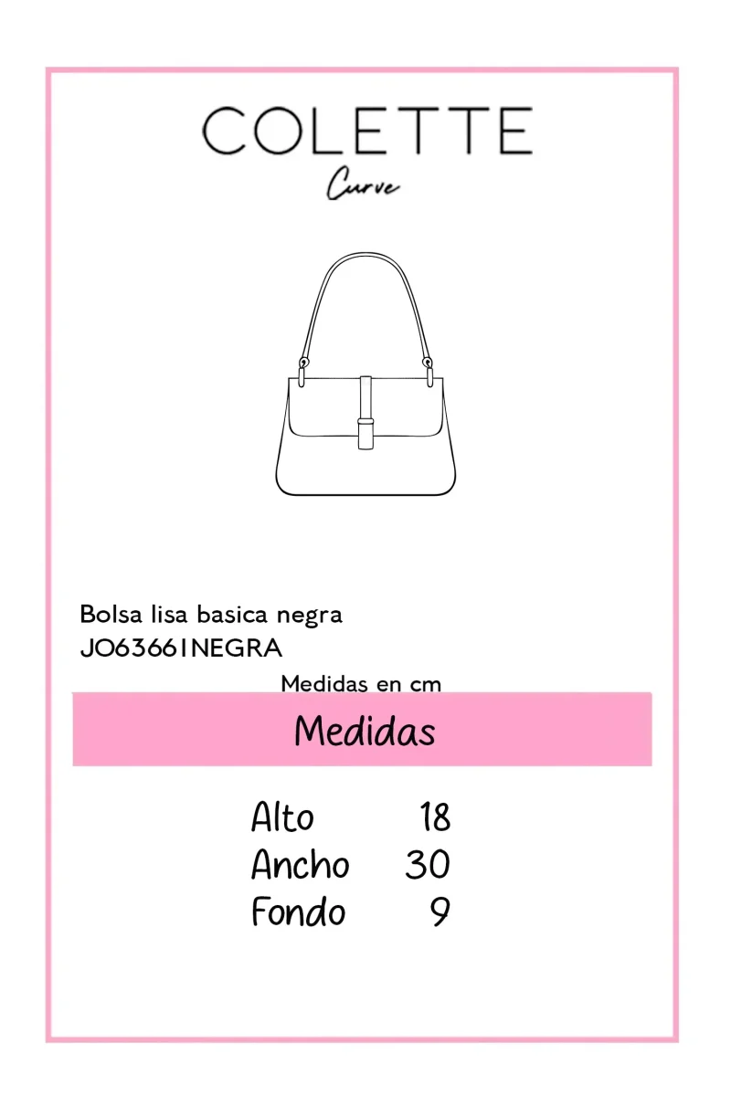 Bolsa Lisa Básica Hombro Negra - Imagen 3
