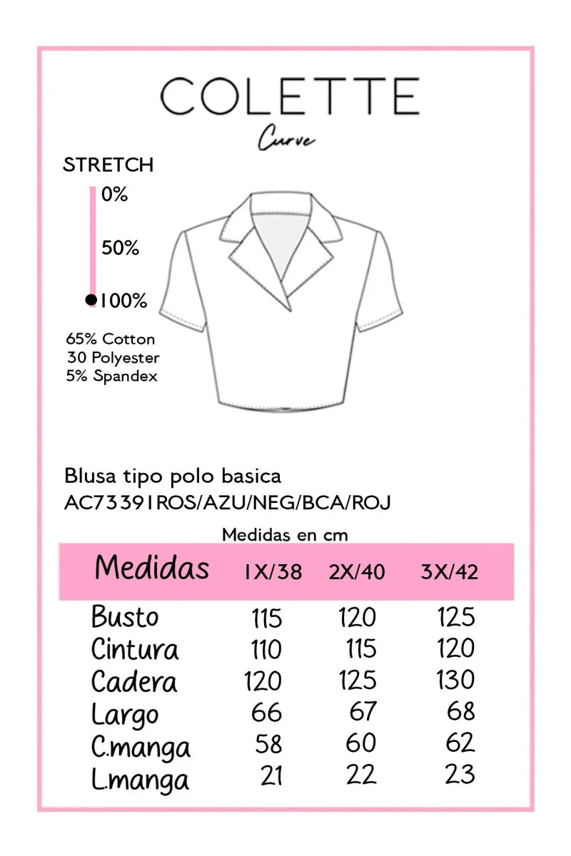 Blusa Polo Curvy Algodón Roja Statement Vibrante - Imagen 3
