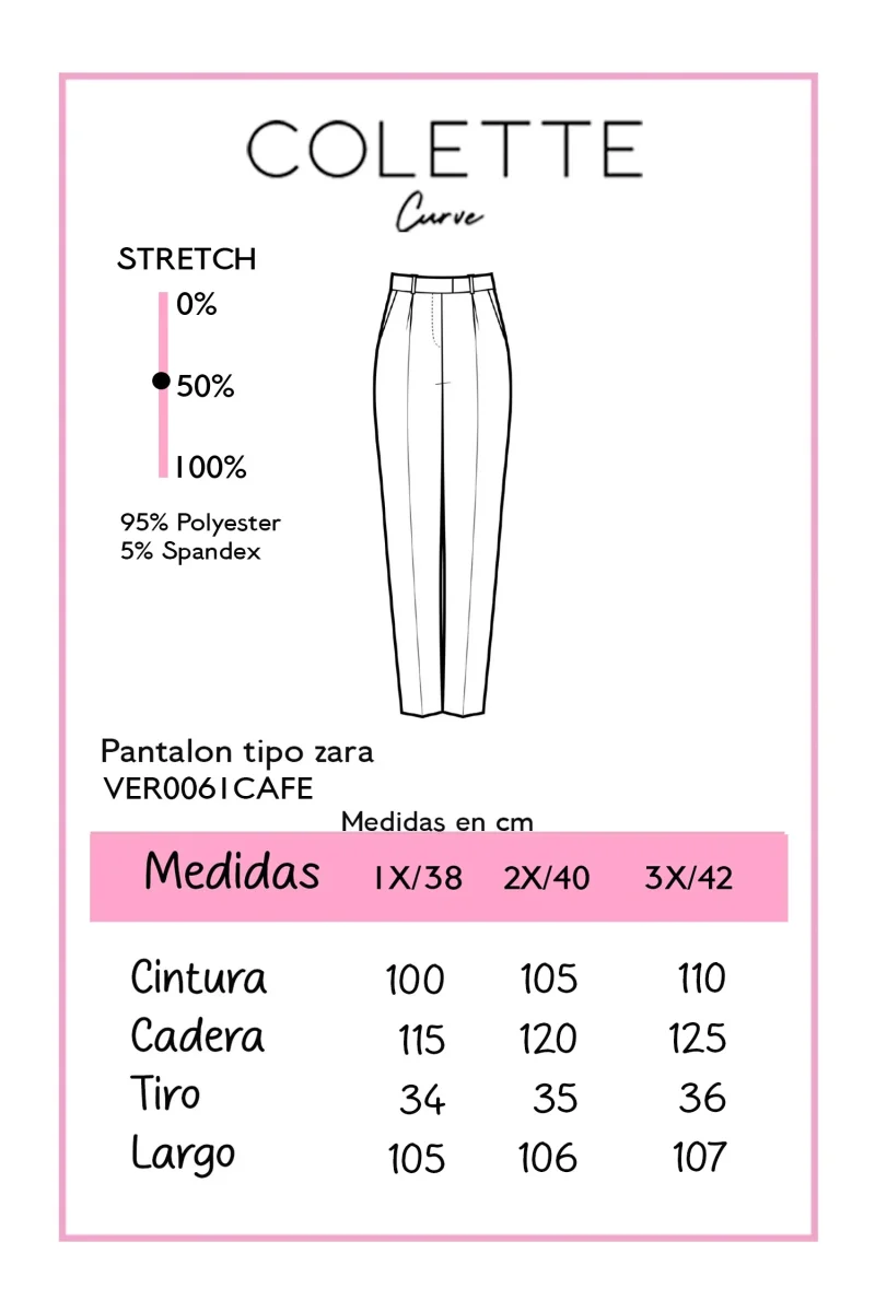 Pantalón Curvy Tipo Zara Café Talla Extra - Imagen 3