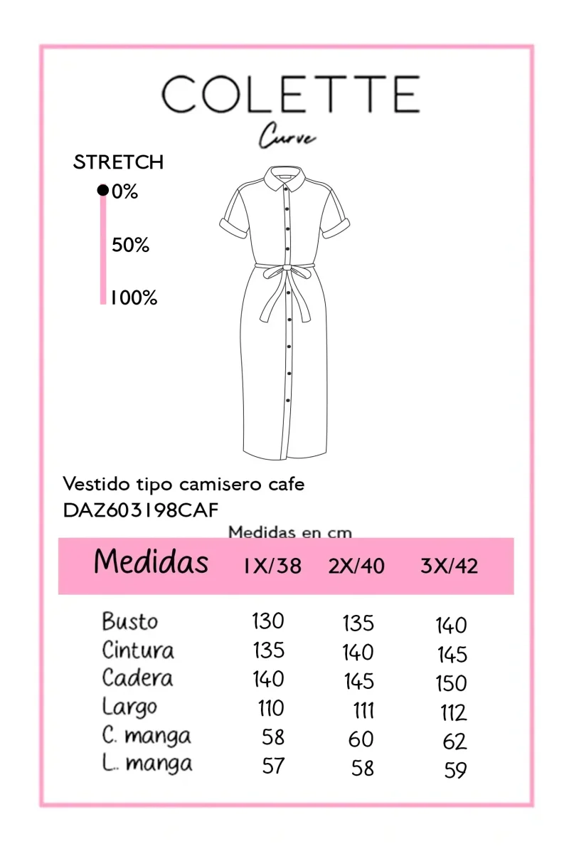 Vestido Curvy Corto Manga Globo Babydoll Color Chocolate - Imagen 3