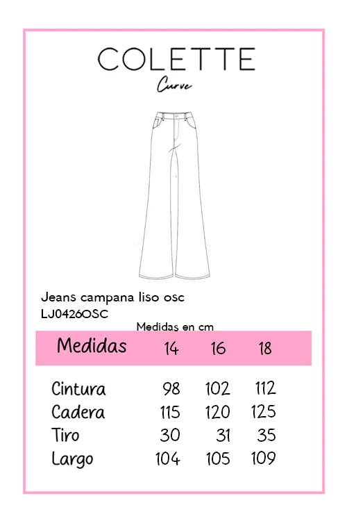 Jeans Campana Curvy Liso Oscuro Silueta Flare - Imagen 3
