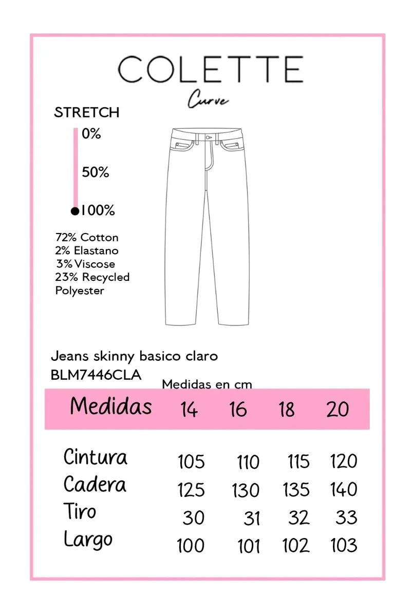 Jeans Curvy Skinny Basico Claro - Imagen 3