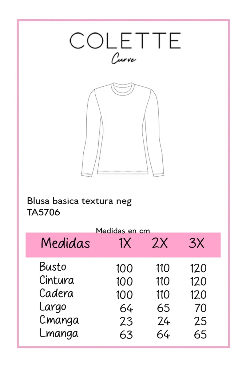 Blusa Curvy Básica Texturizada Negra Versátil Atemporal - Imagen 3