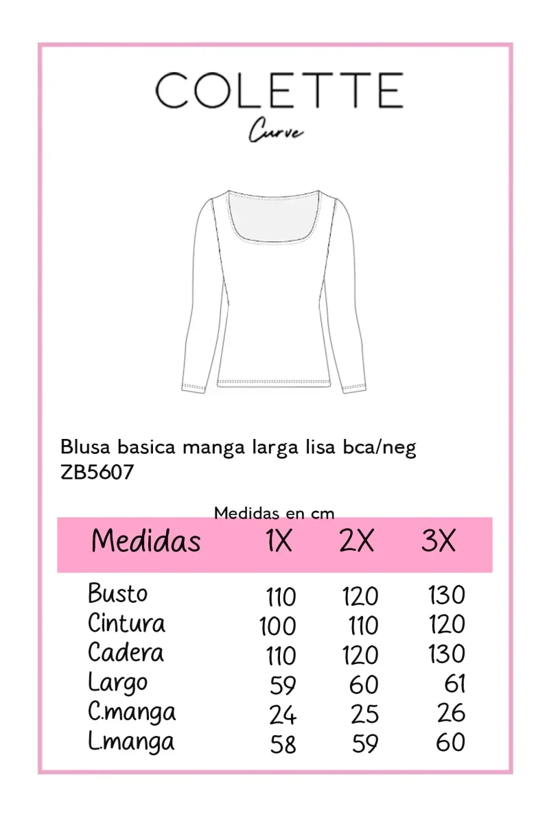 Blusa Curvy Básica Manga Larga Lisa Negra Esencial Versátil - Imagen 3