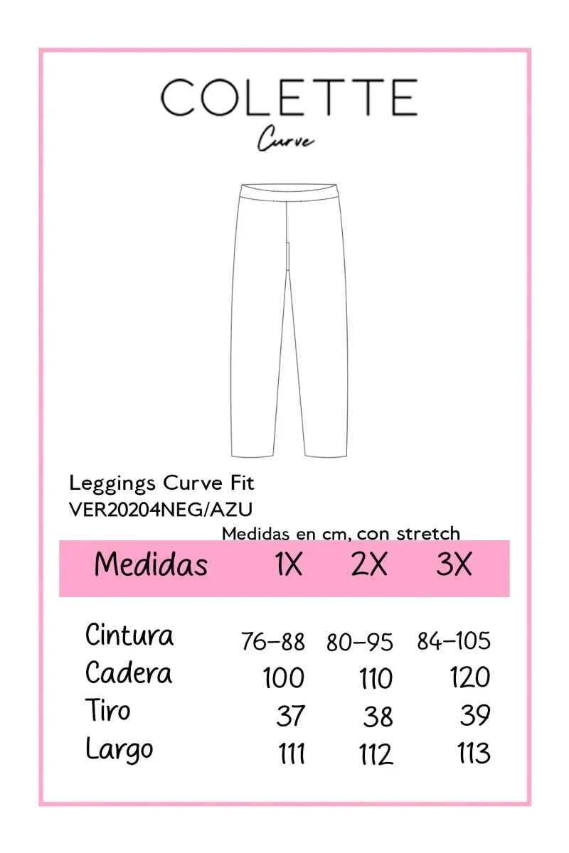 Leggings Curvy Fit Tiro Alto Pretina Gruesa Estiliza Figura - Imagen 3