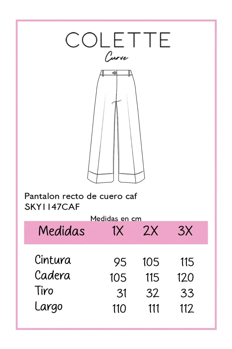 Pantalon recto de cuero cafe - Imagen 3