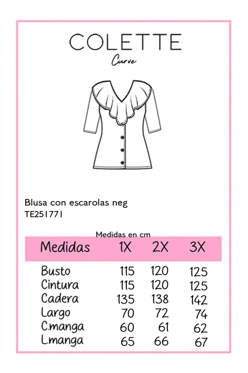 Blusa Curvy con Escarola Olivo Femenina Detalle Cuello Atemporal - Imagen 3