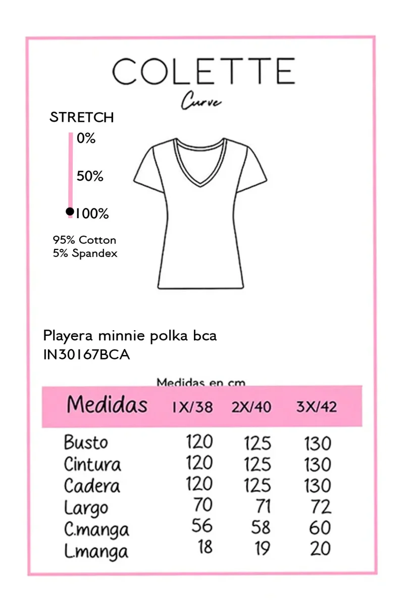 Playera Curvy Animada Polka Blanca Talla Extra - Imagen 3