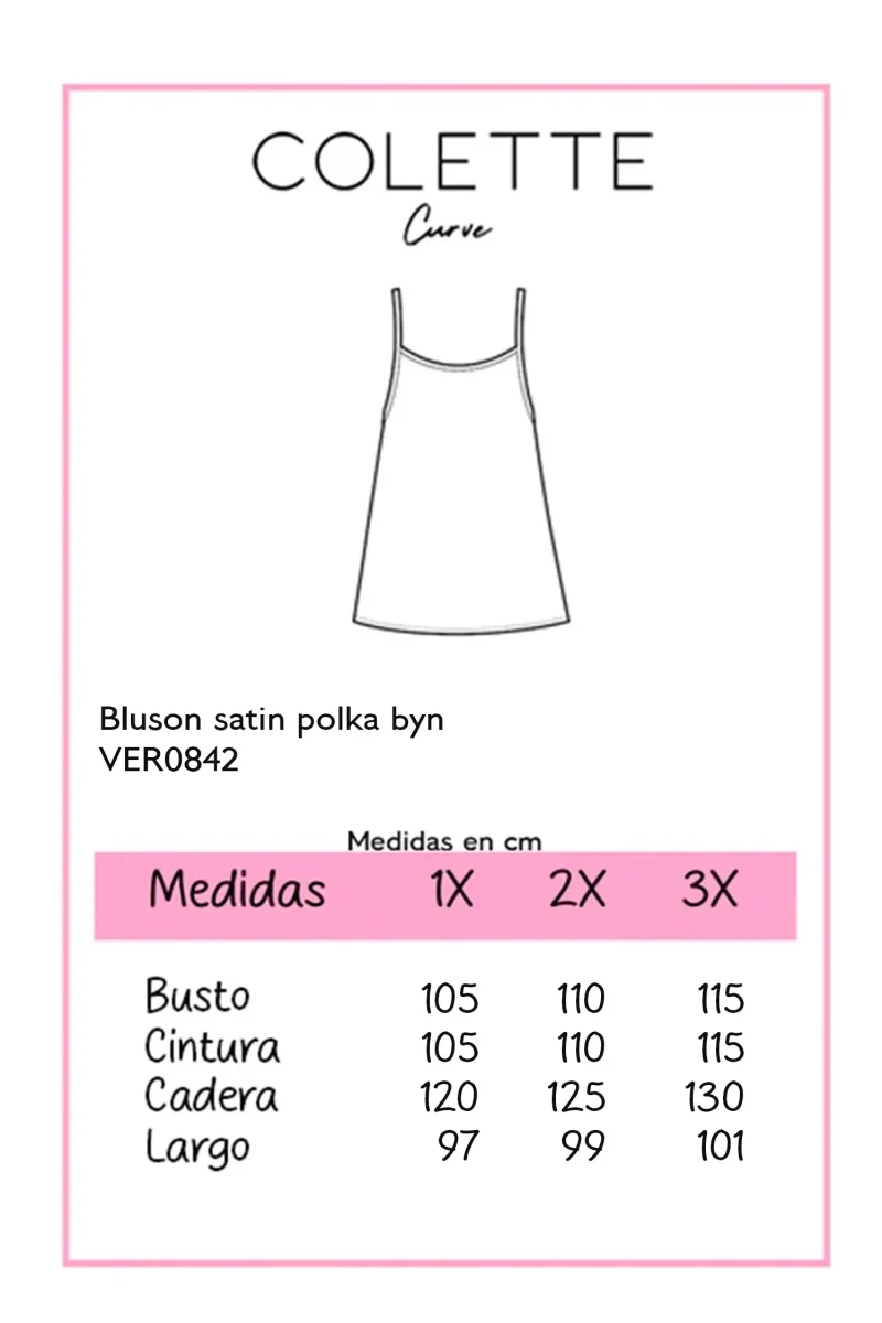 Blusón Curvy Satín Polka Blanco y Negro Femenino Versátil - Imagen 3