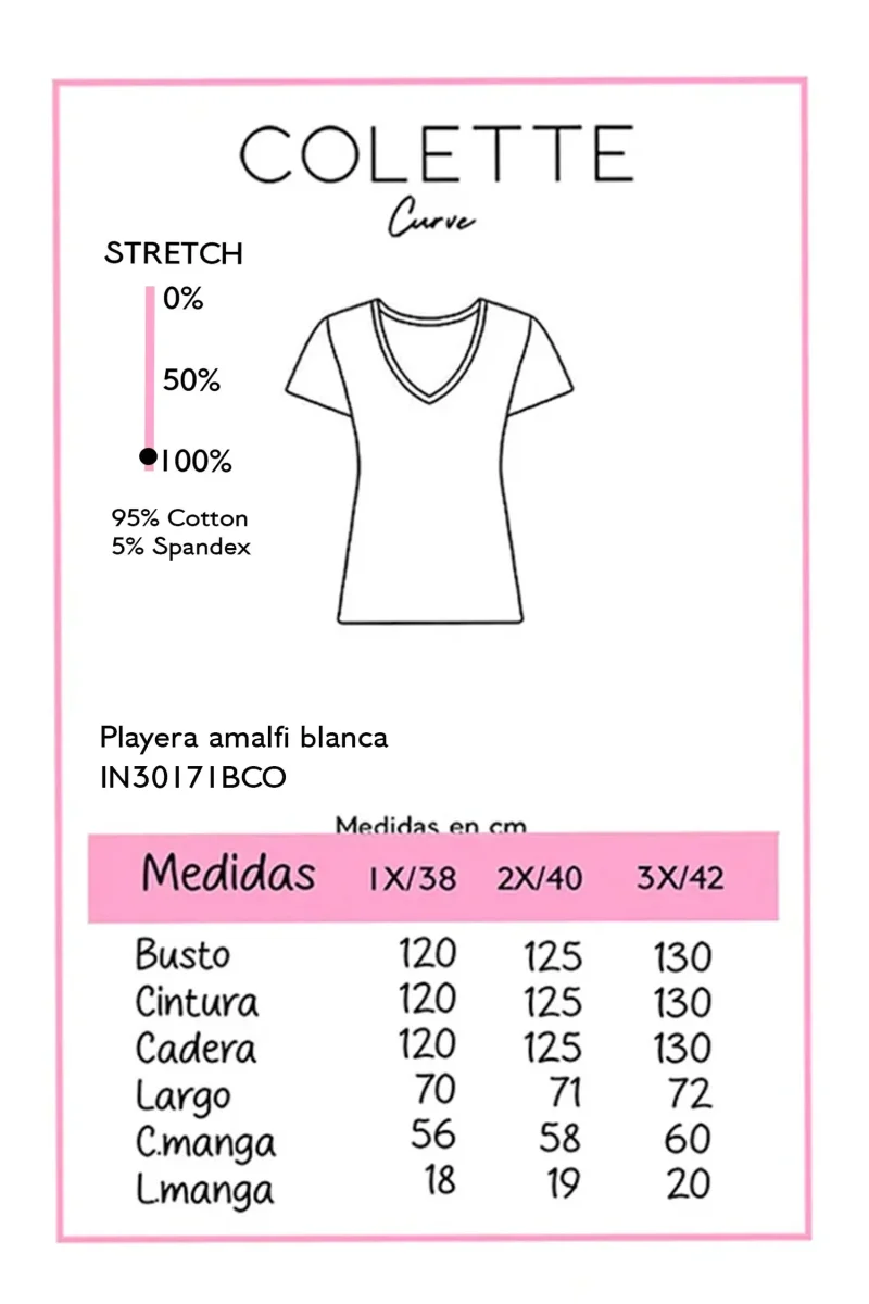 Playera Curvy Estampada Amalfi Limones Rayas Blanca Algodon - Imagen 3