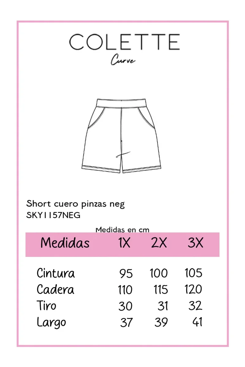 short cuero pinzas neg - Imagen 3