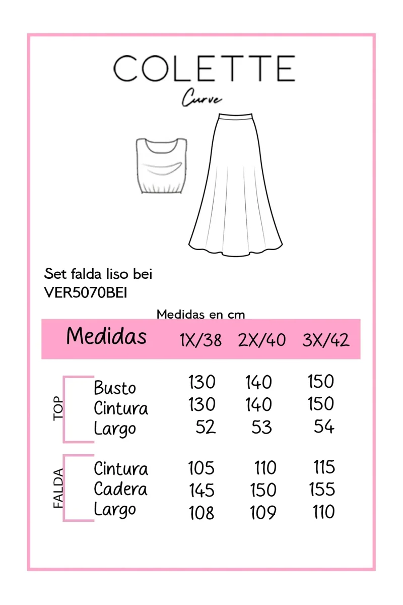 Conjunto Curvy Top Sin Manga + Falda Maxi Beige - Imagen 3