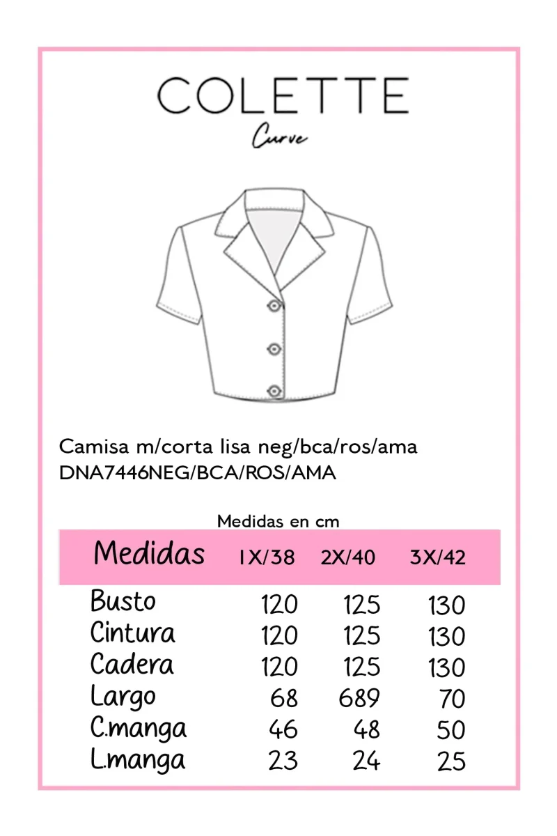 Camisa Curvy Rosa Manga Corta Tela Fresca Ligera Verano - Imagen 3