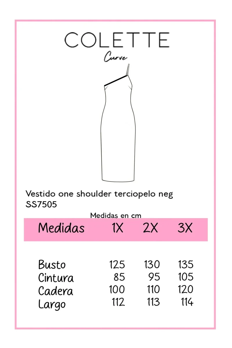 Vestido Curvy One Shoulder Terciopelo Negro Premium Eventos - Imagen 3