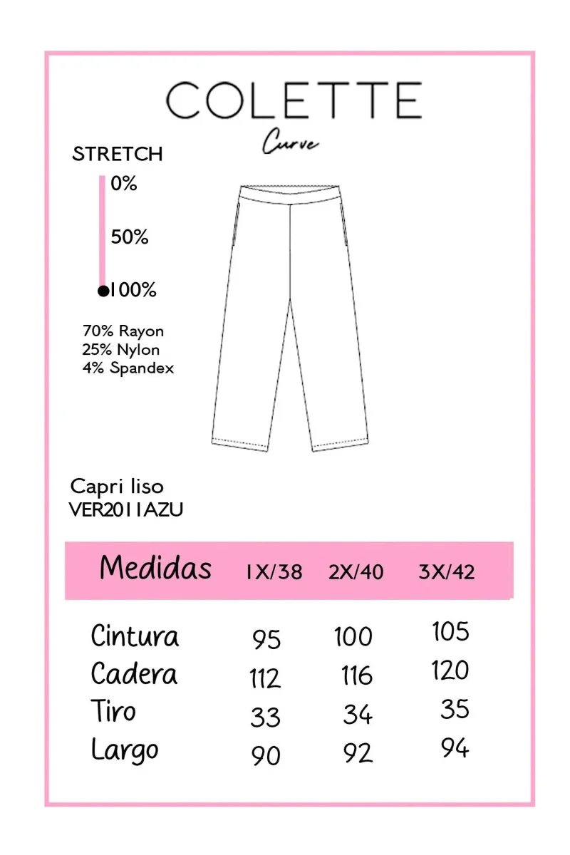 Pantalon Capri Curvy Stretch Ajustado Cintura Alta azul - Imagen 3