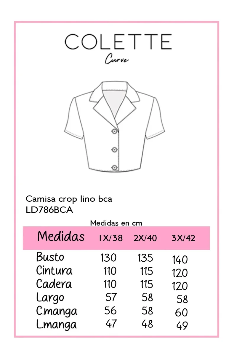 Camisa Curvy Crop Lino Manga Corta Botones Dorados Blanco - Imagen 3