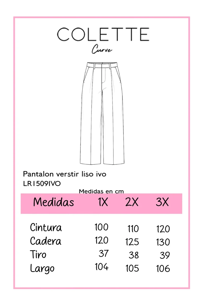 Pantalón Curvy Vestir Liso Ivory Bastilla con Abertura - Imagen 3