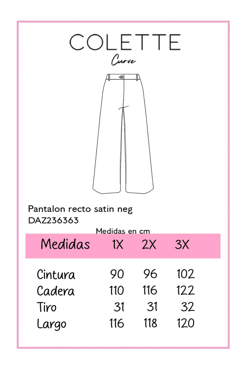 Pantalón Curvy Recto Satín Negro Realza Glúteos Premium - Imagen 3