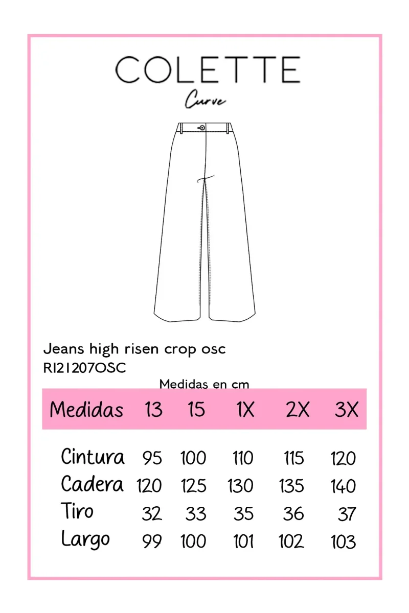 Jeans Curvy High Rise Crop Oscuros Cintura Alta Tobillo - Imagen 3