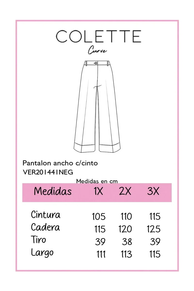 Pantalón Curvy Vestir Negro Tiro Alto con Cinturón a Juego - Imagen 3
