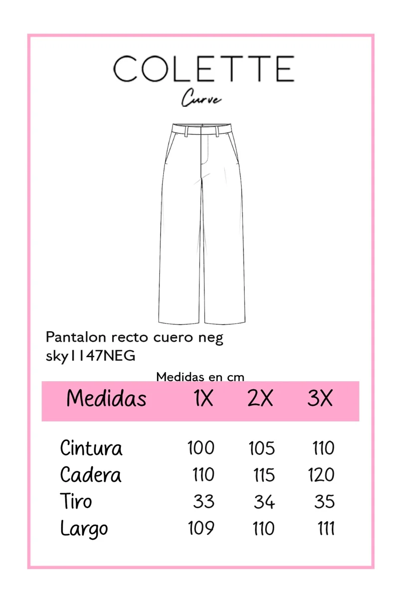 Pantalón Curvy Recto Acabado Cuero Negro Statement Noche - Imagen 3
