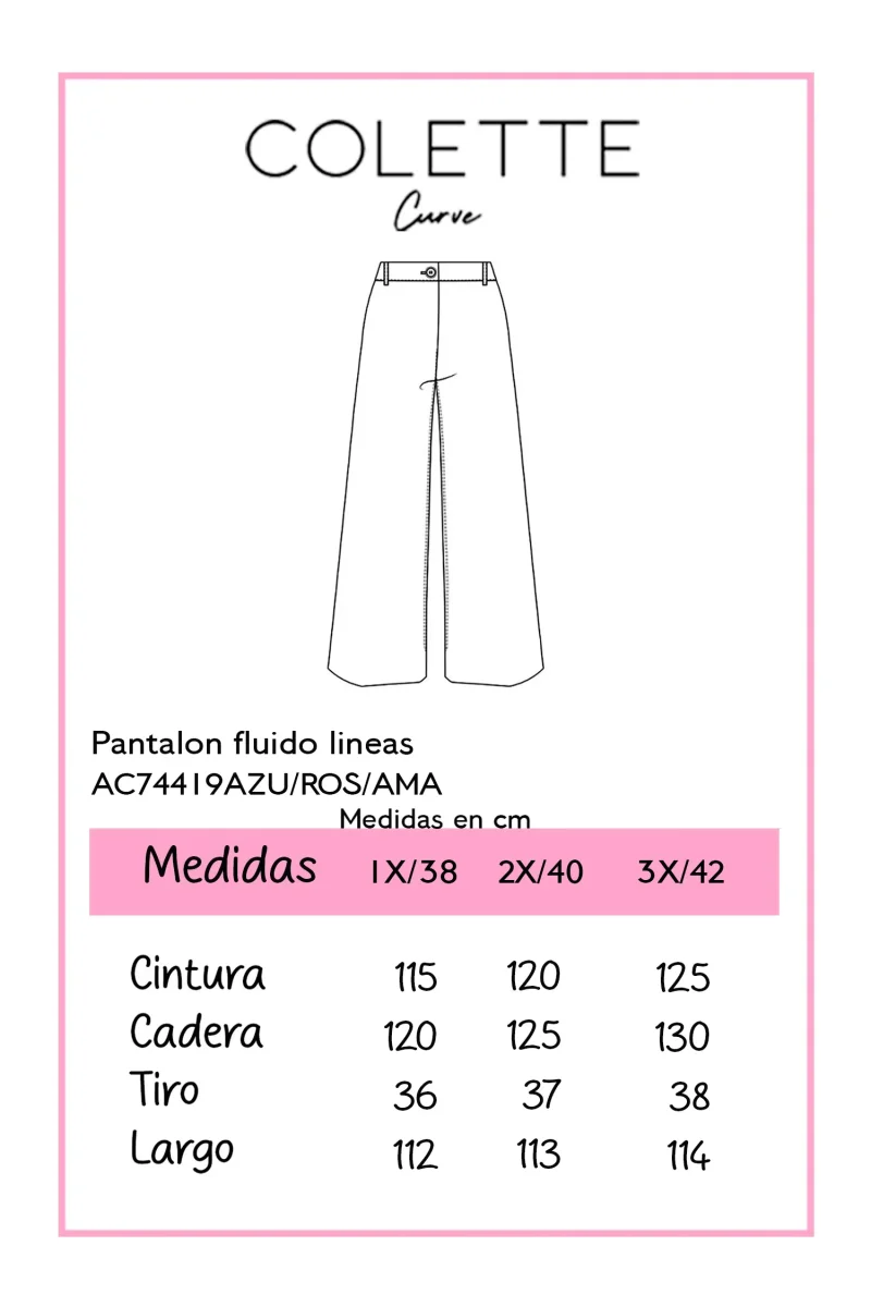 Pantalón Casual Curvy Azul de Rayas con Elástico en Cintura - Imagen 3