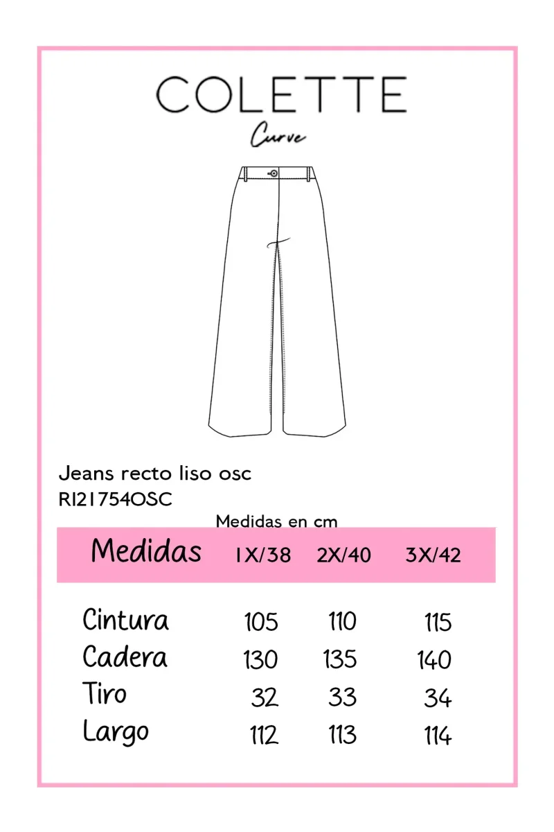 Jeans Curvy Recto Wide Leg Liso Azul Medio - Imagen 3