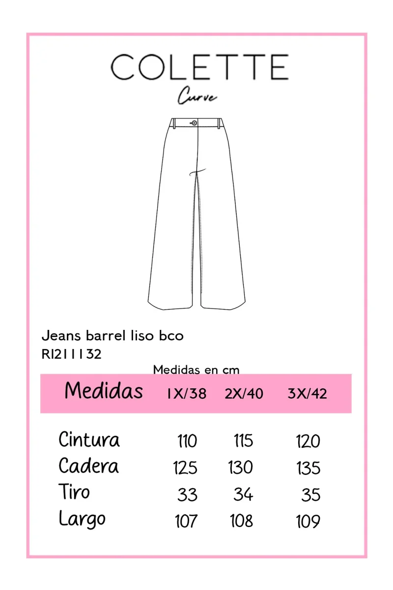 Jeans Curvy Barrel Blanco Stretch Tiro Alto Statement Verano - Imagen 3