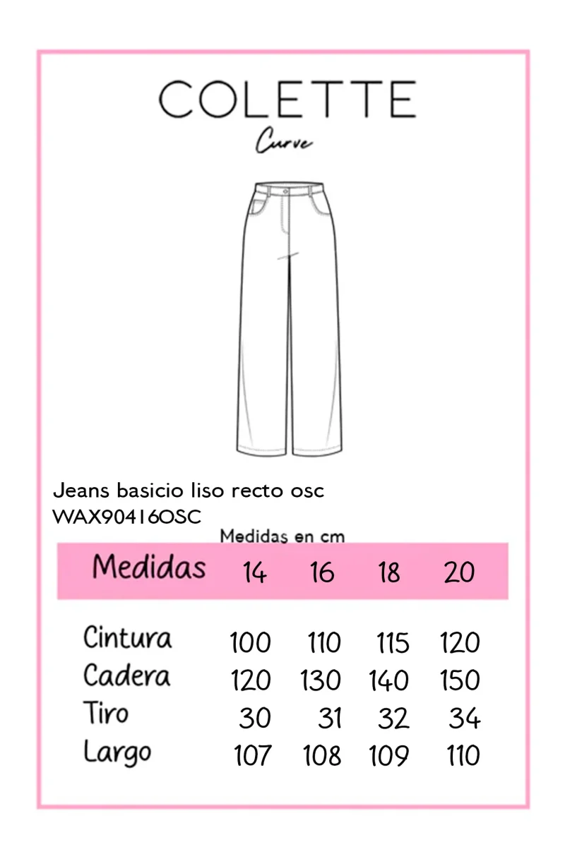 Jeans Recto Liso Tiro Alto Stretch | Talla Extra Plus Size - Imagen 3