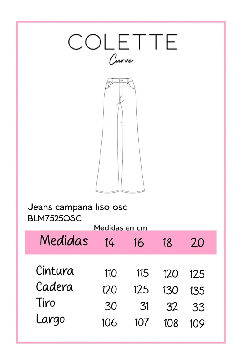 Jeans Curvy Campana Cintura Alta Azul Medio - Imagen 3