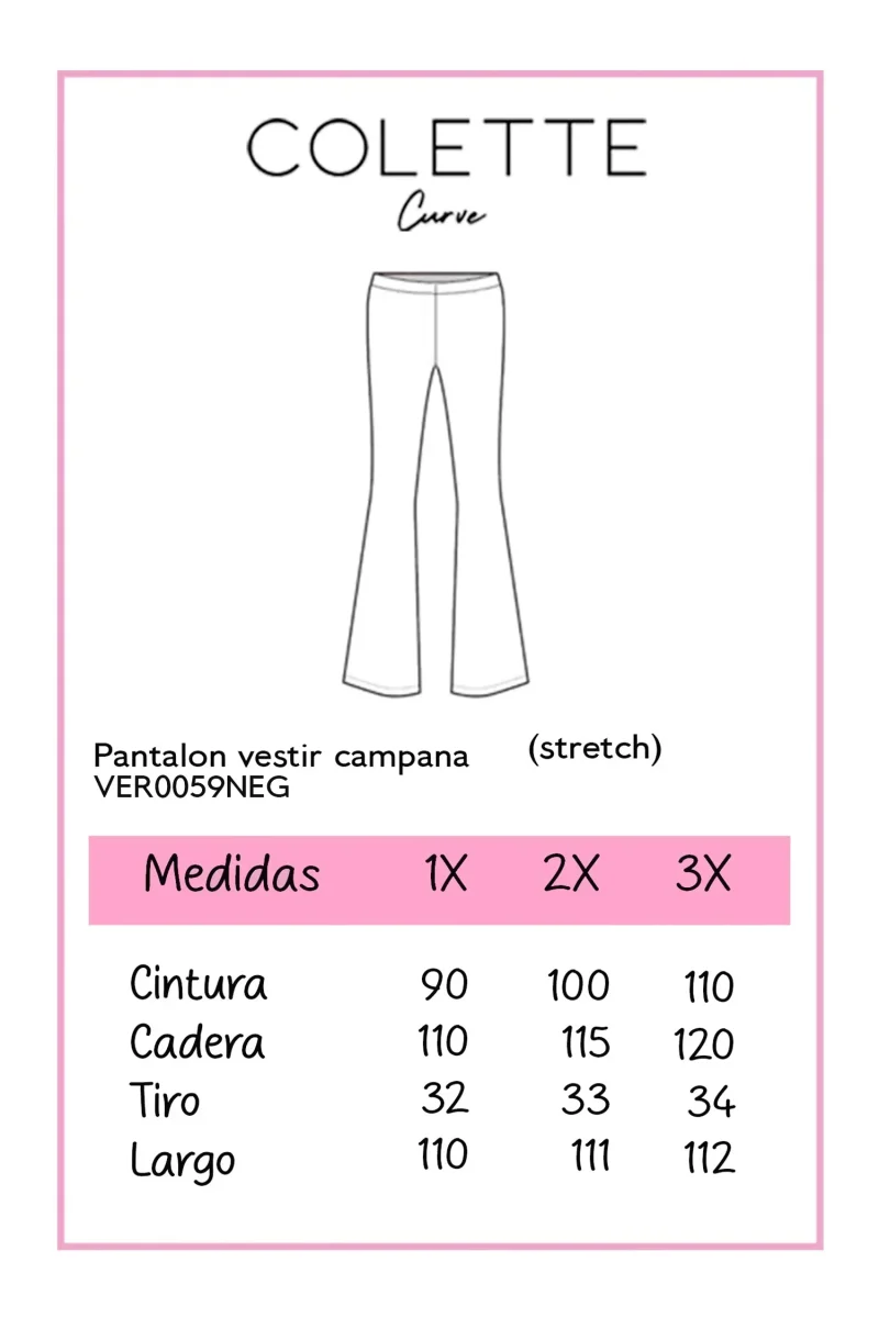 Pantalón Curvy Vestir Campana Negro Pliegues Estilizan Pierna - Imagen 3