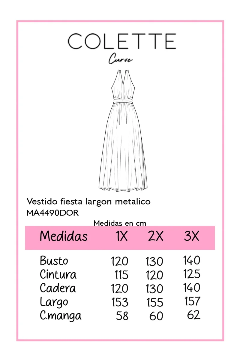 Vestido fiesta largo metálico - Imagen 3