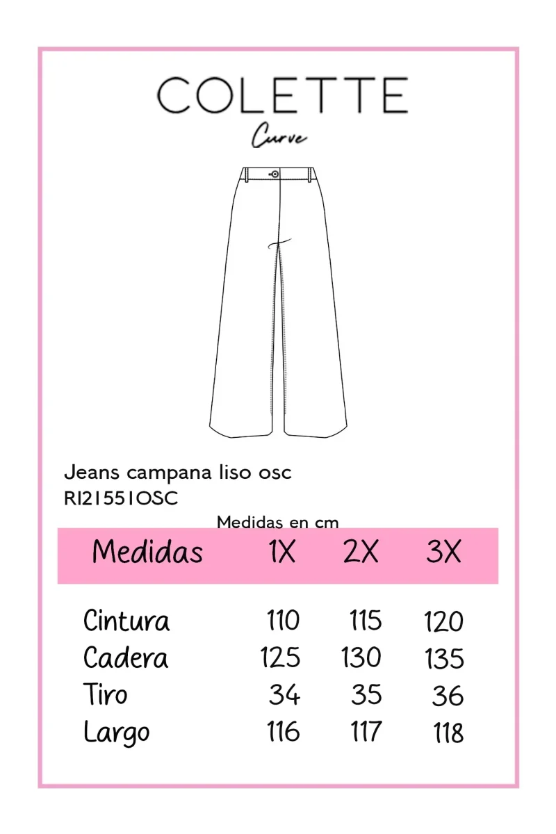 Jeans Curvy Campana Cintura Alta Super Stretch Estiliza Pierna - Imagen 3