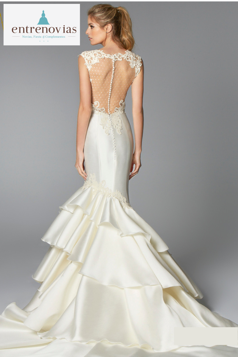 Vestido de Novia estilo Flamenco de Mikado. - Imagen 3