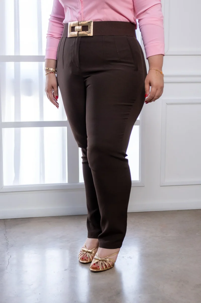 Pantalón Curvy Tipo Zara Café Talla Extra - Imagen 5