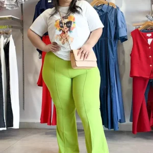 Pantalón Curvy Vestir Campana Lima Vibrante Statement Estiliza
