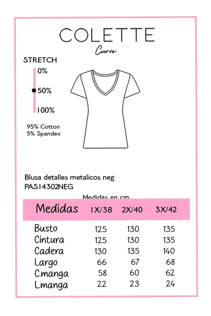 Blusa Detalles Metálicos Curvy Negro - Imagen 3